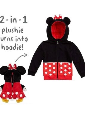 Disney Minnie Mouse Black & Red Polka Dot 2-in-1 Hoodie